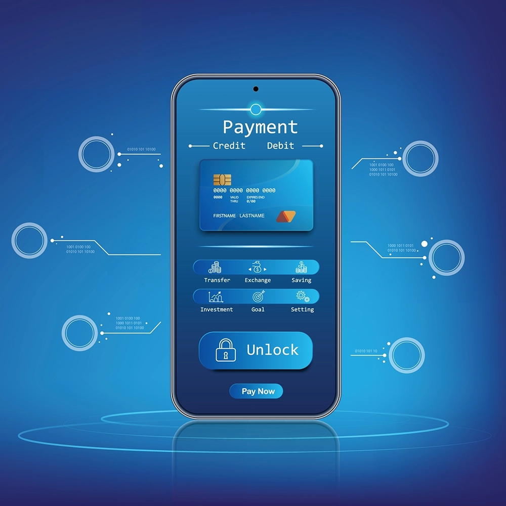 Illustration of a smartphone displaying a payment app.