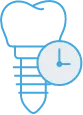 Illustration of a dental implant with a clock beside it.