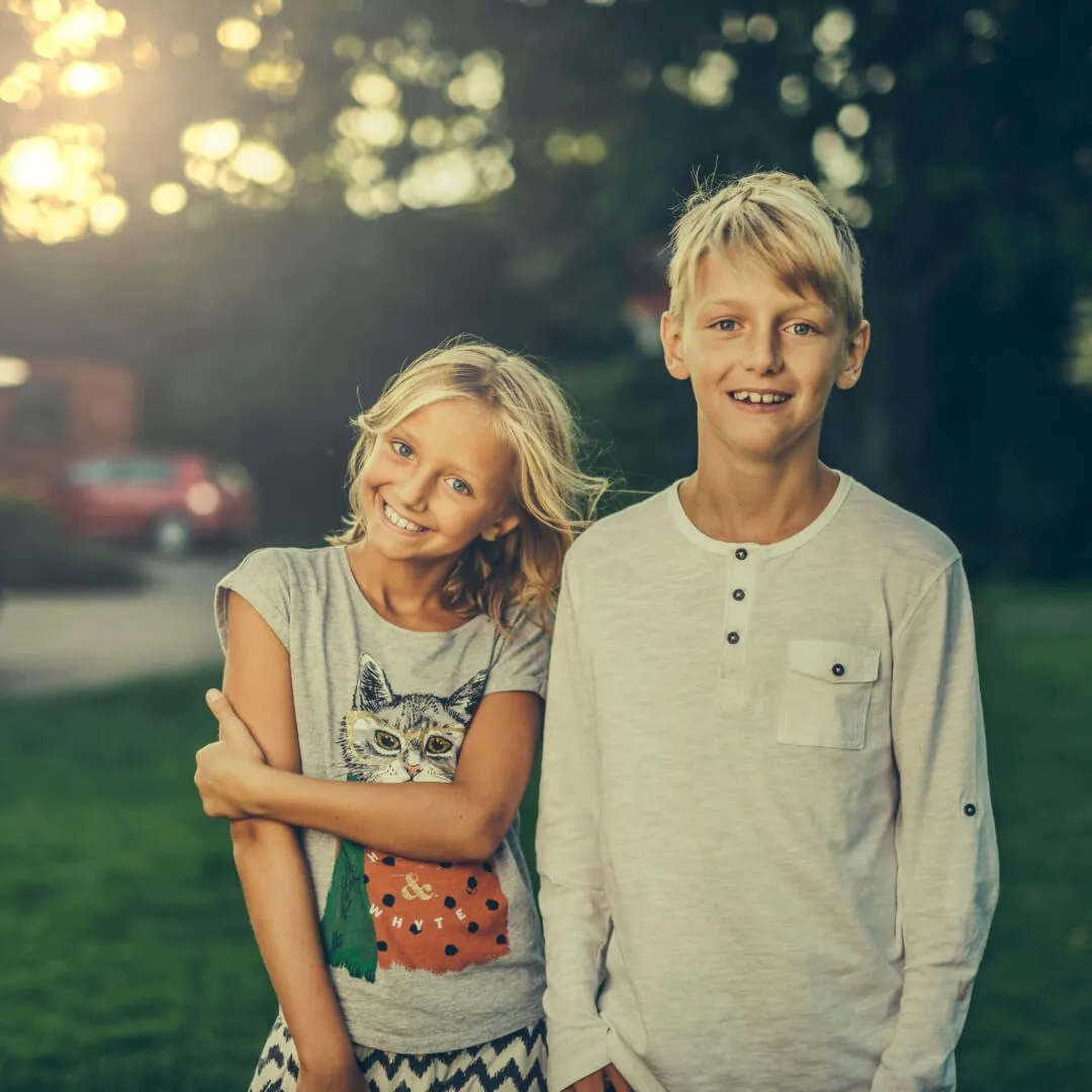 Children smiling.